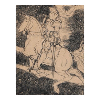 1930s Lawrence Nelson Wilbur Knight on Horseback Drawing For Sale