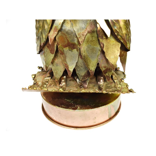 Metal Vintage Sankyo Brutalist Art Owl Musical Box Figurine For Sale - Image 7 of 10