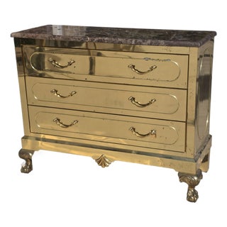 Brass Clad Dresser With Marble Top by Harden Furniture Company For Sale