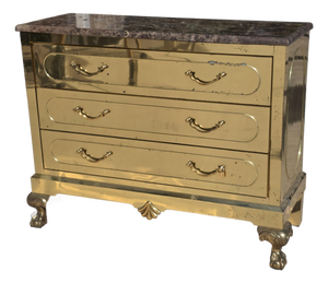 Brass Clad Dresser With Marble Top by Harden Furniture Company