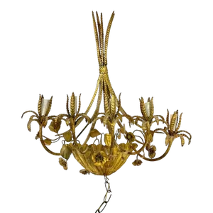 Vintage Italian Brass 5-Arm Wheat Wall Sconce