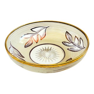 Mid Century Glass Leaf Bowl For Sale