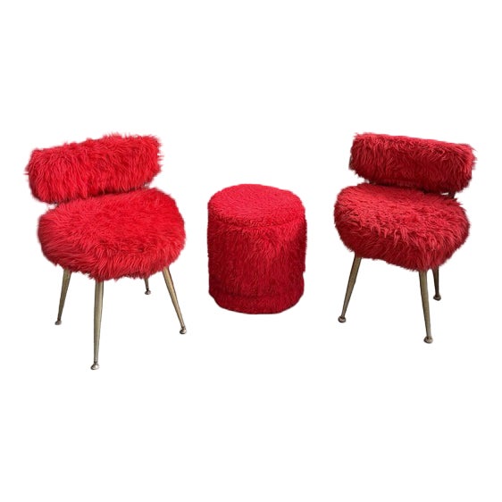 Moumoute Chairs and Ottoman from PELFRAN, France, Set of 3 For Sale