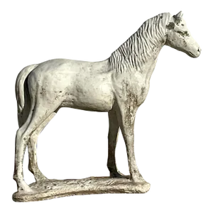 Vintage Boho Cast Cement Horse Statue