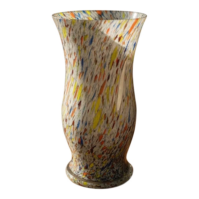 Vintage Murano-Style Confetti Art Glass Vase For Sale