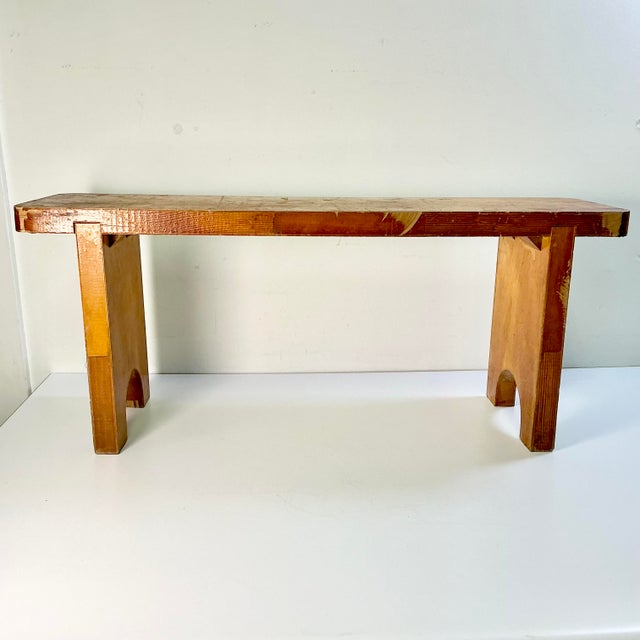 Auburn Early 20th C French Country Farmhouse Folk Art Wood Bench For Sale - Image 8 of 14