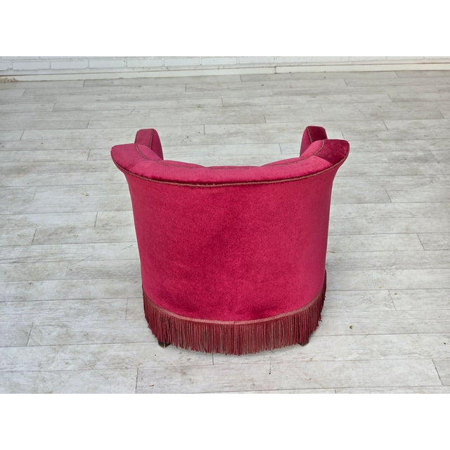 Danish Relax Armchair in Red Velour with Ash Legs, 1960s For Sale - Image 12 of 18