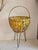 Mid-Century Modern Mid-Century Modern Italian Rattan Sewing Basket with Batik Cotton Lining and Hairpin Legs, 1950s For Sale - Image 3 of 9