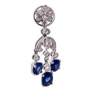Sapphire Tassel Diamond 18k Drop Earrings - 2 Pieces