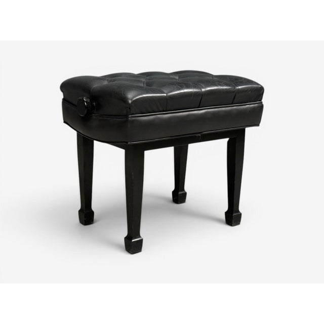 Traditional Steinway and Sons, Adjustable Piano Bench, Ebonized Wood, Leather, 2010s For Sale - Image 3 of 8