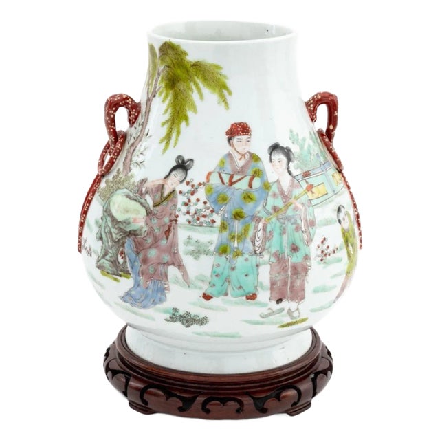 Chinese Famille Verte Porcelain Hu Vase For Sale