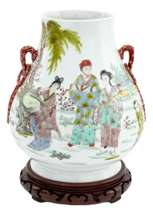 Chinese Famille Verte Porcelain Hu Vase