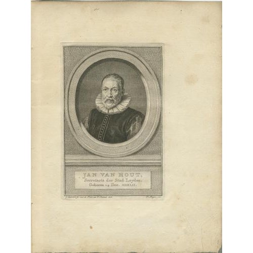 Houbraeken after Visscher, Dutch Portraits, Engravings, 1574, Set of 6 For Sale - Image 9 of 11