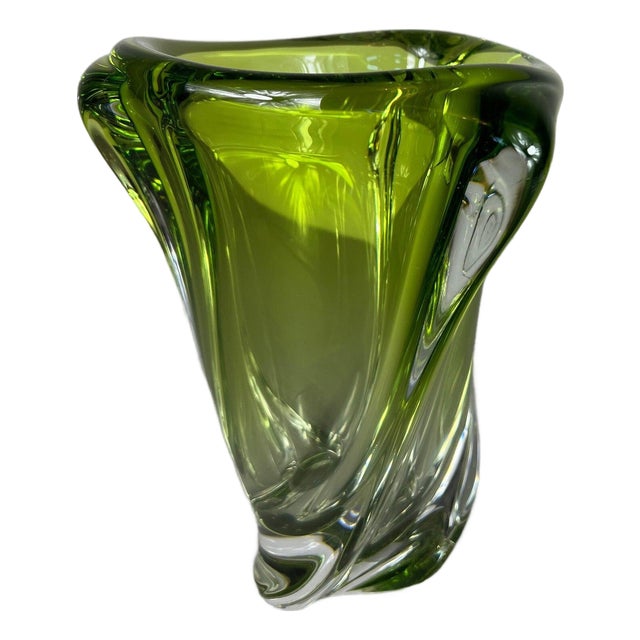 Three-Branch Twisted Vase in Green For Sale