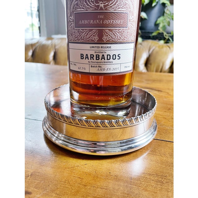 A lovely antique circa 1890s Sterling silver and oak wine bottle coaster/drip catcher made by Tiffany & Co. Excellent...