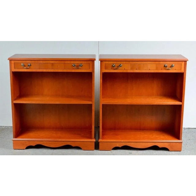 Light Burr & Burl Walnut Library Bookcases with Adjustable Shelves, Set of 2 For Sale - Image 10 of 12