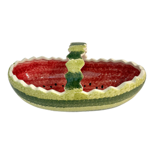 Vintage Ceramic Oval Watermelon Serving Bowl With Handle