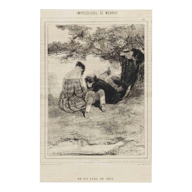 Paul Gavarni, A Nest in a Wood, Mid-19th Century, Lithograph For Sale