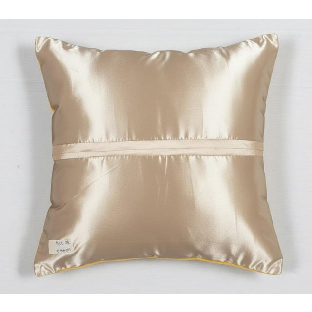 Early 21st Century 16"x16" Silk Embroidery Cushion Cover. Handmade Pillowcase. Yellow Lace Pillow For Sale - Image 5 of 5