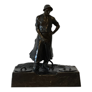 Early 20th Century Adolf Joseph Pohl Large Bronze Antique Desktop Inkwell / Sculpture