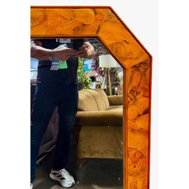 Vintage Oyster Burl Walnut Octagonal Mirror.