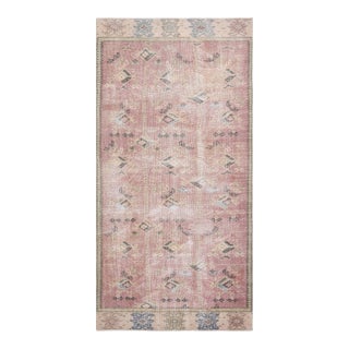 1970s Vintage Turkish Handmade Wool Cotton Pink Area Rug For Sale