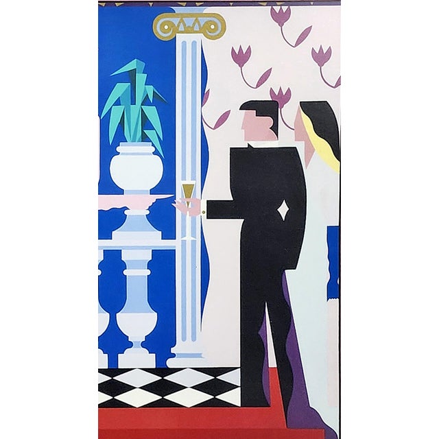 Wood 1984s Limited Edition Framed Serigraph 'Night People I' by Italian Artist Giancarlo Impiglia, United States For Sale - Image 7 of 9