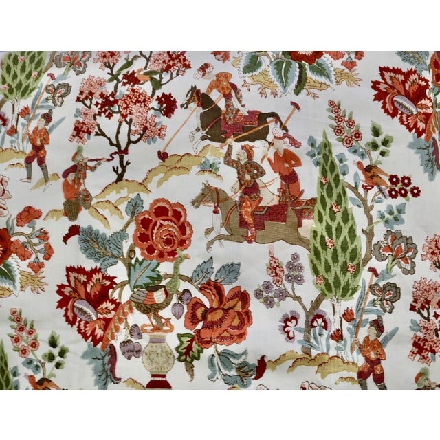 Schumacher Schumacher Linen Fabric 'Persian Lancers' in Document Color 5.75 Yards For Sale - Image 4 of 5