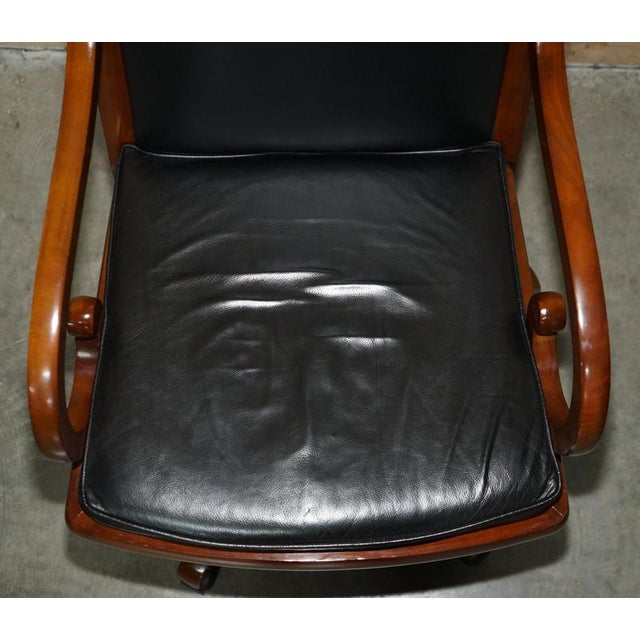 Black Black Leather and Cherrywood Grange Paris Captain's Chair from Harrods London For Sale - Image 8 of 18