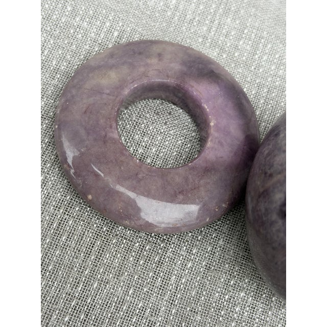 Vintage Purple Hand Carved Alabaster Egg and Stand Italy For Sale - Image 12 of 16