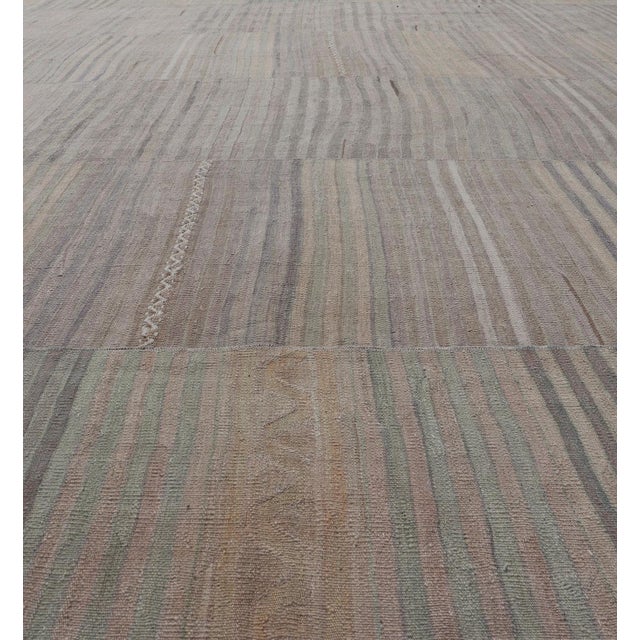 Traditional Vintage Hand Woven Turkish Paneled Kilim Vintage Rug in Earthy Tones For Sale - Image 3 of 13