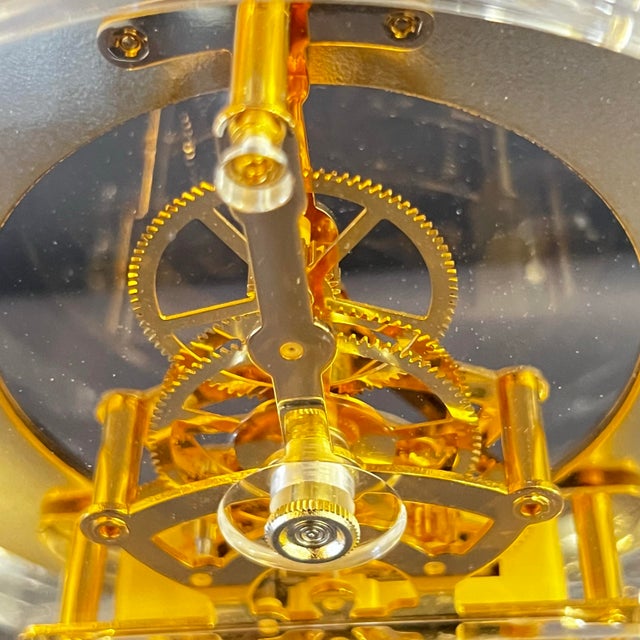 Seiko Lucite Skeleton Mantel Clock in Gold – Model Qaw105g For Sale - Image 10 of 12