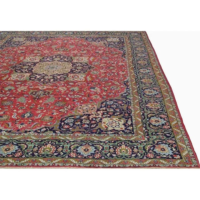 1960s 1960s Old Persian Tabriz Masterpiece Rug 9’10” X 13’7″ For Sale - Image 5 of 12