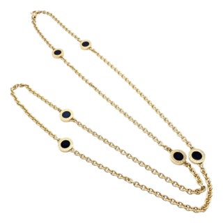 Bulgari Signature Black Onyx Yellow Gold Link Necklace For Sale