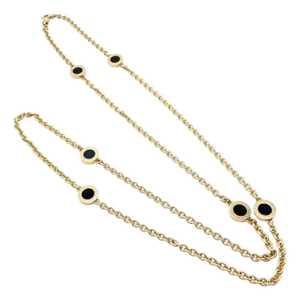 Bulgari Signature Black Onyx Yellow Gold Link Necklace