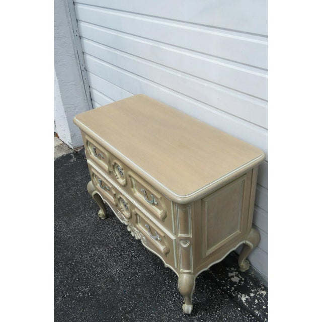 French Pickled White Wash Commode Small Dresser Large End Table by
