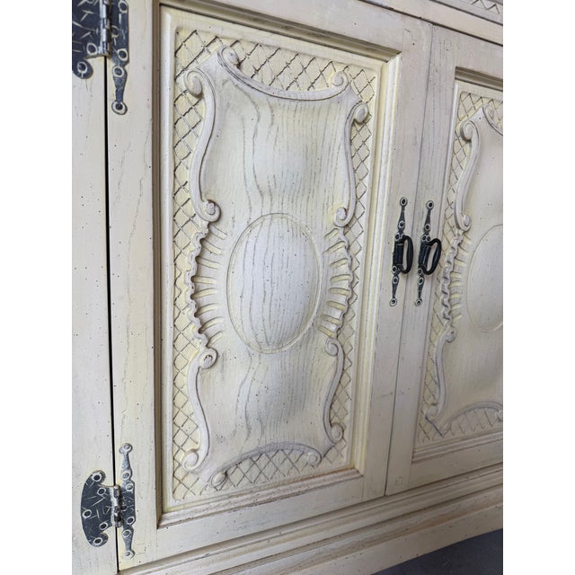 Vintage French Provincial Style Carved Wood Sideboard / Buffet Cabinet For Sale - Image 9 of 18