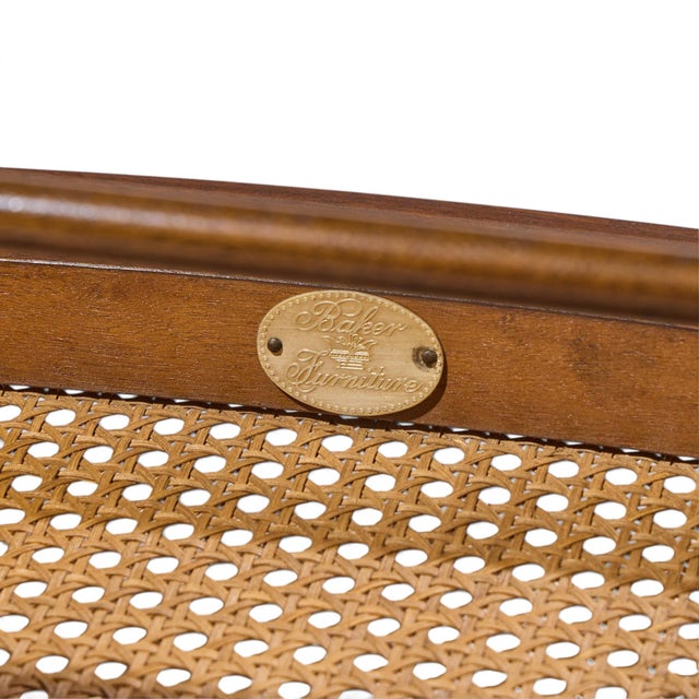 Michael Taylor for Baker Far East Collection Mid Century Cane and Mahogany Stool For Sale - Image 10 of 10