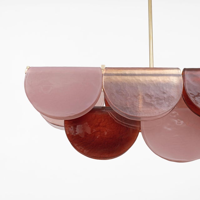 Italian Murano Glass and Brass Modular Linear Pendant in Pink and Red, 2000 For Sale - Image 9 of 14