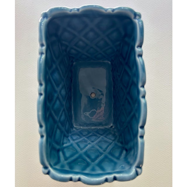 Mid Century Modern Cornflower Blue Ceramic Planter For Sale - Image 13 of 17