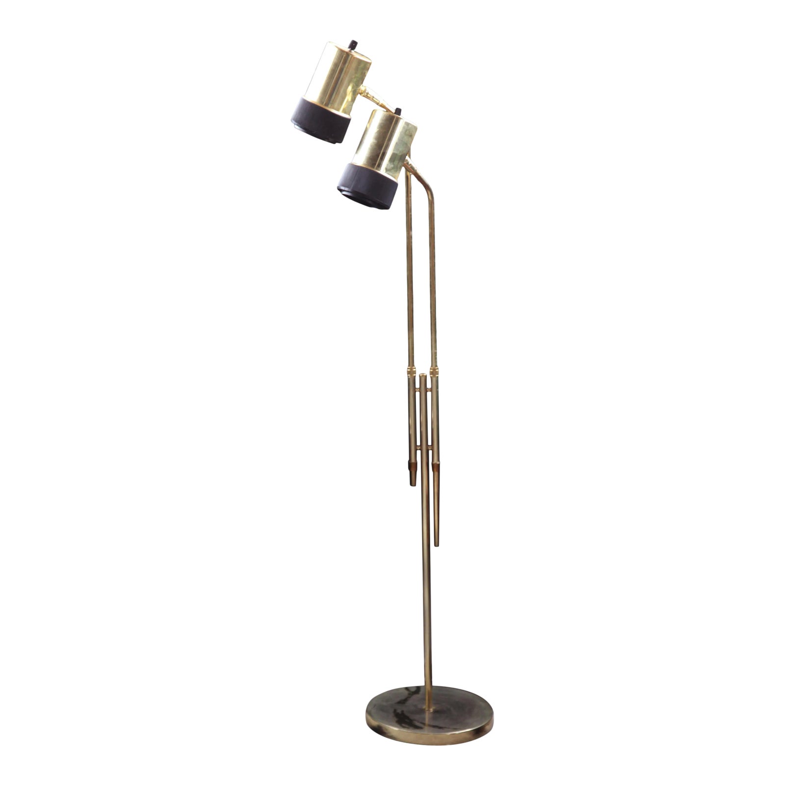 Mid Century Brass Adjustable Double Headed Floor Lamp Chairish