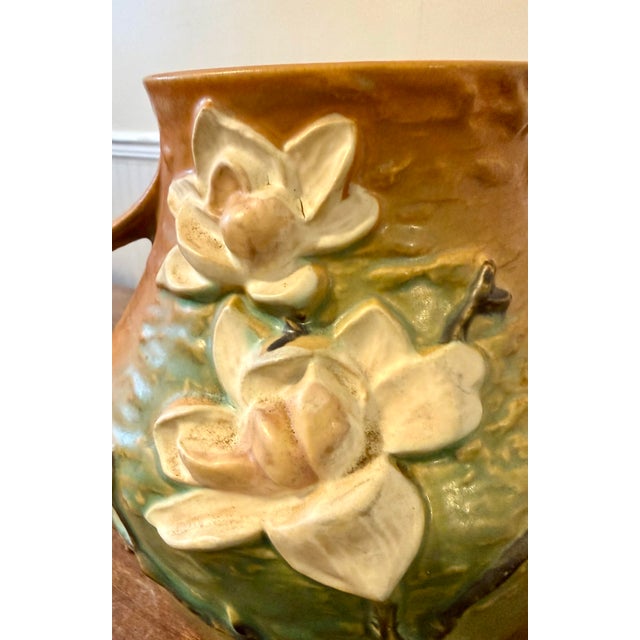 Mid 20th Century Roseville Magnolia Terra Cotta Vase For Sale - Image 9 of 12