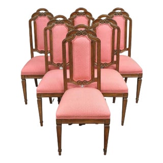 Vintage Italian Hollywood Regency Pretzel Back Walnut Dining Chairs - Set of 6 For Sale