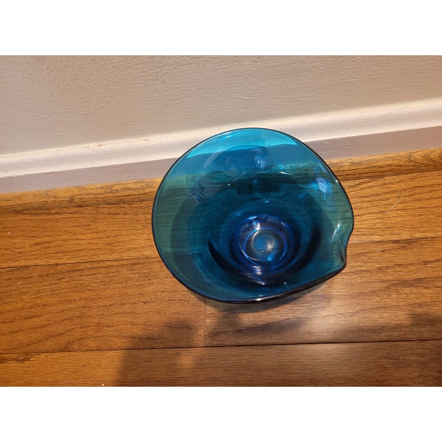 Decorative Blue Glass Condiment Bowl For Sale - Image 4 of 6