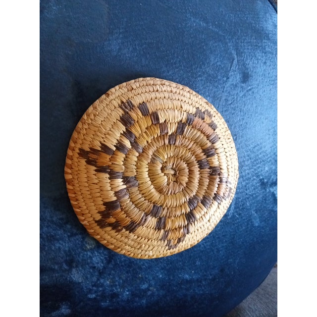 GORGEOUS 1940s Papago (Tohono O'odham) Native American 8" coiled basket. Great heritage piece of coiled basketuery The...