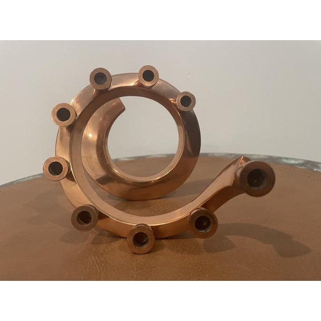 1960s Israeli Copper Hanukkah Menorah For Sale - Image 4 of 8