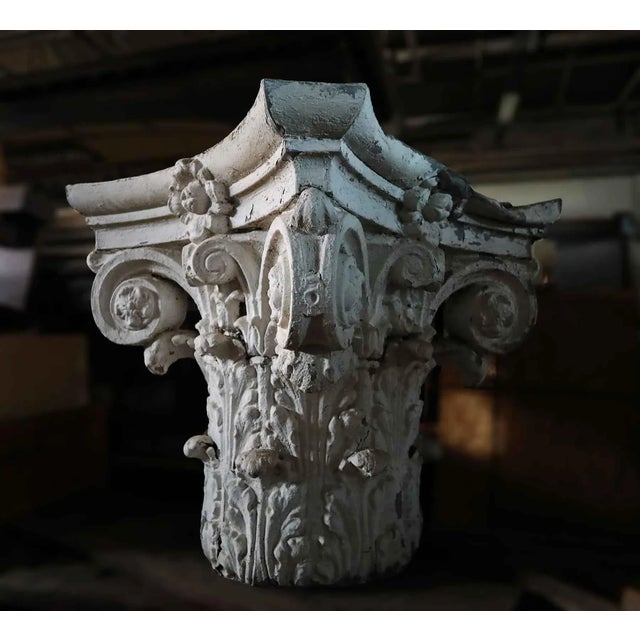 Light Gray Column Capital Antique Zinc For Sale - Image 8 of 11