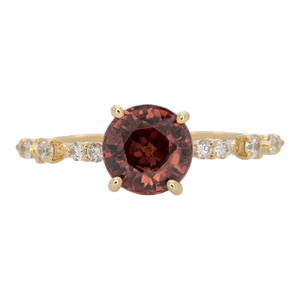2.3Ct Red Zircon Ring With Earth Mined Diamonds Accents: Solid 14k Gold, Size 6.75