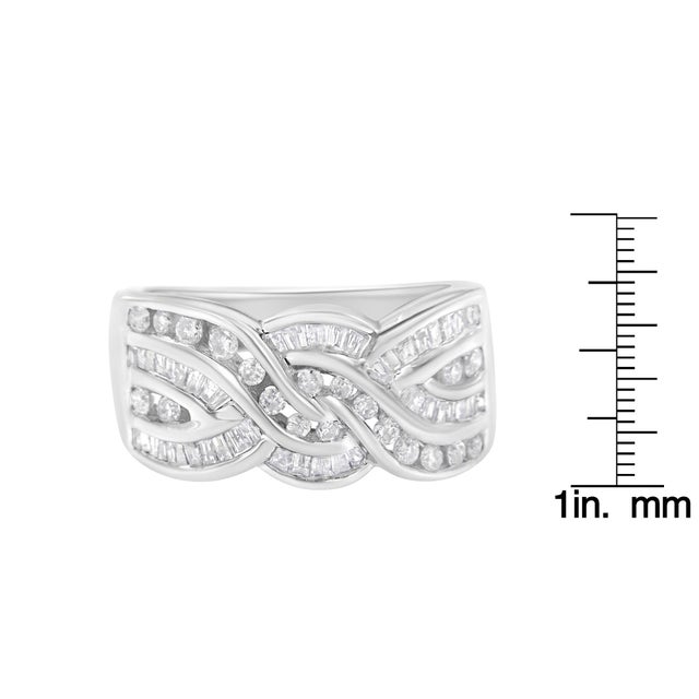 10K White Gold Diamond Bypass Ring (1 Cttw, H-I Color, I1-I2 Clarity) - Size 7 For Sale In New York - Image 6 of 6