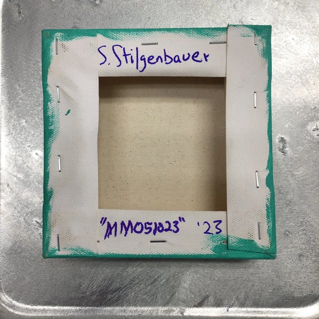 Acrylic on 6" by 1.5” by 6” Stretched Canvas. Artist signed on the back side with S. Stilgenbauer (CA Artist Stephen...